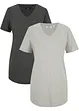 T-shirt lunga con scollo a V (pacco da 2), bonprix