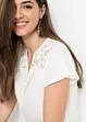 Maglia serafino con pizzo in misto viscosa, bonprix