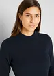 Maglione basic in maglia fine con collo dritto e cotone riciclato, bonprix