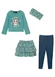 Maglia a maniche lunghe, gonna, leggings, accessorio (set 4 pezzi), bonprix