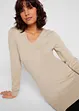 Maglione lungo basic in filato fine con scollo a V, bonprix