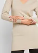 Maglione lungo basic in filato fine con scollo a V, bonprix