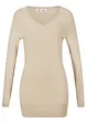 Maglione lungo basic a maglia fine con scollo a V, bonprix