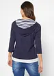 Maglia con cappuccio e maniche a 3/4 in puro cotone, bonprix