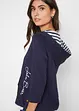 Maglia con cappuccio e maniche a 3/4 in puro cotone, bonprix