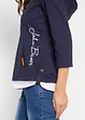 Maglia con cappuccio e maniche a 3/4 in puro cotone, bonprix