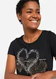 T-shirt in cotone biologico con cuore, bonprix
