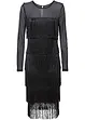 Abito midi in mesh vaporoso con frange, bonprix