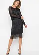 Abito midi in mesh vaporoso con frange, bonprix