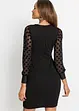 Abito in similpelle con inserto in jersey e maniche in pizzo a pois, bonprix
