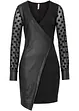 Abito in similpelle con inserto in jersey e maniche in pizzo a pois, bonprix