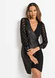 Abito in similpelle con inserto in jersey e maniche in pizzo a pois, bonprix