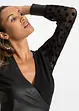 Abito in similpelle con inserto in jersey e maniche in pizzo a pois, bonprix