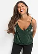 Top con spalline sottili e paillettes in morbido misto viscosa, bonprix