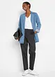 Blazer lungo in jeans con inserti smock ai lati, bpc bonprix collection