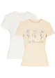 T-shirt basic con stampa (pacco da 2), bonprix