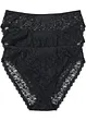 Slip alto sgambato in pizzo riciclato (pacco da 3), bonprix
