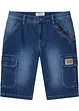 Bermuda di jeans cargo elasticizzati, regular fit, bonprix