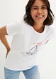 T-shirt in cotone con stampa e spacchi, bonprix