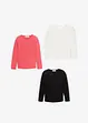 Maglia a maniche lunghe in puro cotone (pacco da 3), bonprix