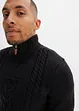 Maglione in filato grosso con zip e lavorazione a trecce, bonprix