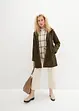 Parka svasato in velluto con fodera in pile teddy e cappuccio, bonprix