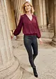 Blusa in satin con effetto a portafoglio, bonprix