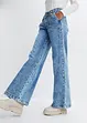 Jeans wide leg con bottoni decorativi, a vita media, bonprix