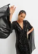 Abito con paillettes e maniche lunghe in chiffon, bonprix