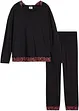 Pigiama con viscosa e pizzo bicolore, bpc bonprix collection