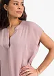 Blusa casual a maniche corte con spalle scese in satin, bonprix