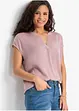 Blusa casual a maniche corte con spalle scese in satin, bonprix