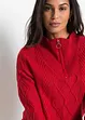 Maglione con zip, colletto e motivo a treccia, bonprix