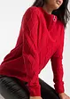 Maglione con zip, colletto e motivo a treccia, bonprix