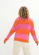 Maglione con scollo rotondo in maglia fine color block, bonprix