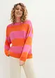 Maglione con scollo rotondo in maglia fine color block, bonprix
