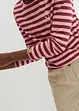 Maglia a maniche lunghe a righe con ricamo, bonprix