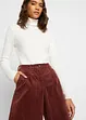 Pantaloni culotte cropped di velluto elasticizzato con cinta comoda, vita alta, bonprix