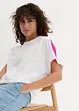 T-shirt con maniche a volant e righe neon, bonprix