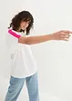 T-shirt con maniche a volant e righe neon, bonprix