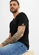 Maglia serafino a costine in cotone biologico, a maniche corte, John Baner JEANSWEAR