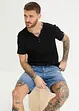 Maglia serafino a costine in cotone biologico, a maniche corte, John Baner JEANSWEAR