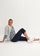 Pantaloni capri di misto cotone con cinta comoda, bonprix