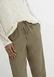 Pantaloni in misto lino con pizzo ai lati, alla caviglia, bonprix