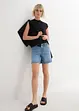 Shorts di jeans wide leg in cotone biologico, a vita media, John Baner JEANSWEAR