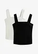 Top a costine in cotone biologico (pacco da 2), bonprix