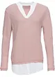 Maglione in filato fine con inserti effetto camicia, bonprix