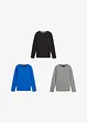 Maglia a maniche lunghe con cotone biologico (pacco da 3), bonprix