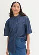 Camicia di jeans elasticizzata oversize con mezze maniche, bonprix