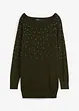 Maglione lungo con strass, bonprix